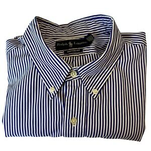 Ralph Lauren Classic Fit Plaid Button Down Shirt XL Cotton Blue Label